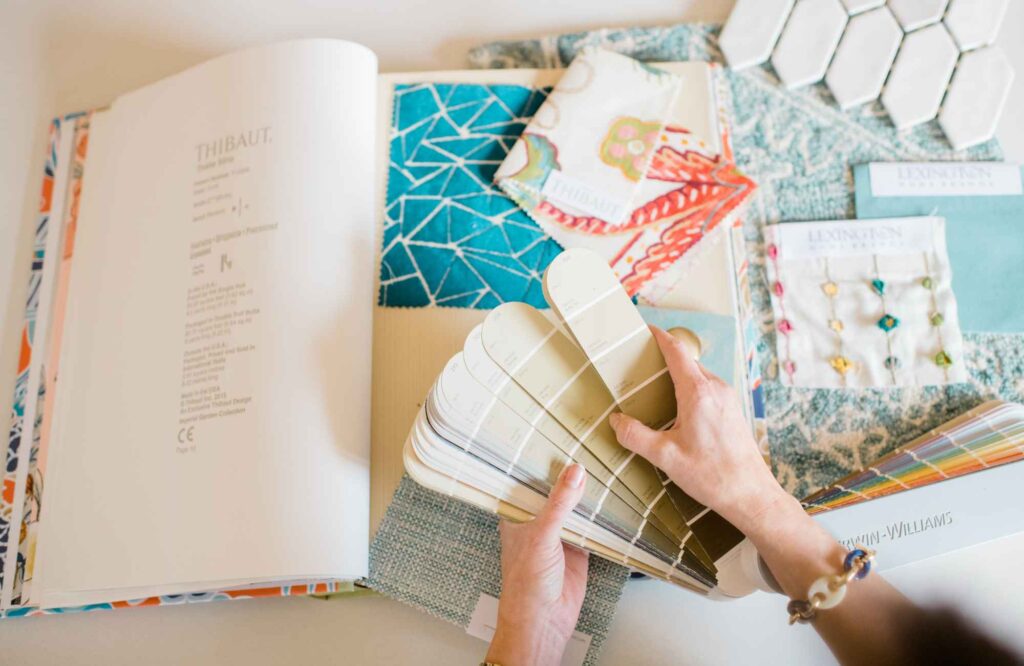 dwelling-place-interiors-leland-nc-our-design-process-interior-designer-sorting-materials-colors-and-finishes-for-flow-timeless-whole-home-redesign